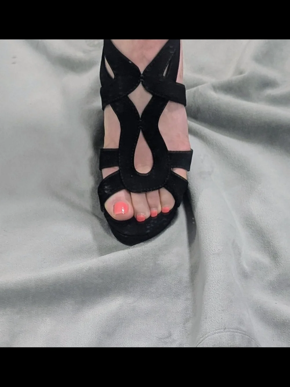 Top Moda Black Faux Suede Wedge Platform Sandals